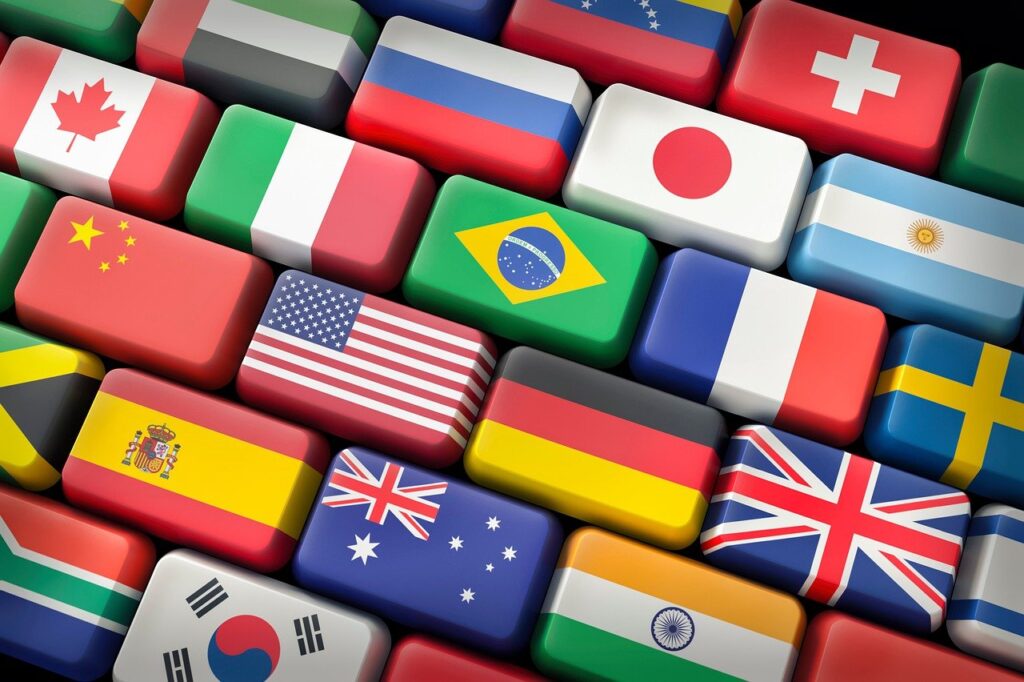 International translation services - flags keyboard